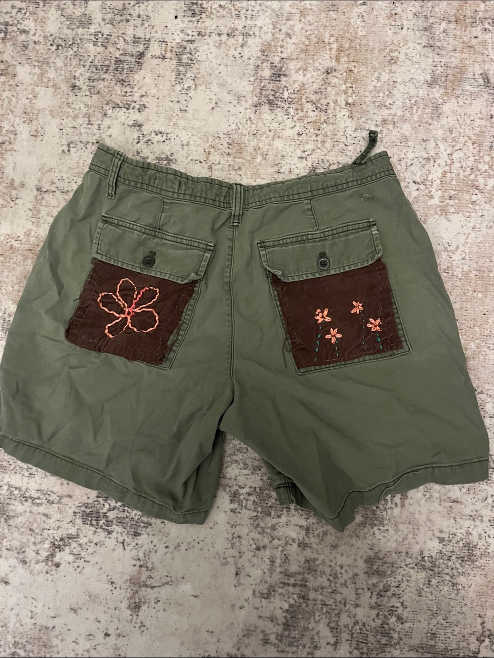 hand-embroidered jorts